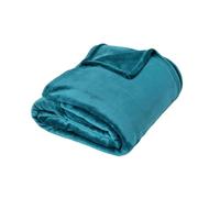 LINANDELLE - Couverture Plaid microvelours 280 g/m² VELUDO - Bleu Lagon - 220x240