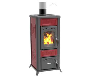 Lincar Alice 480Az Poêle À Bois Cœur Vermiculite 7Kw Fabriqué En Italie Rouge