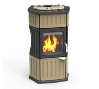 LINCAR Monella 184N Beige Poêle À Bois 13,3 KW En Céramique/Châssis Fonte