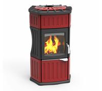 LINCAR Monella 184N Rouge Poêle À Bois 13,3 kW En Céramique/Teste De Fonte