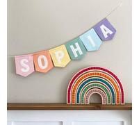LinCognivant Bannière Prénom Personnalisée en Feutrine Pastel, Décoration Murale Chambre Bébé Fille, Arc-en-Ciel Rose, Cadeau Naissance