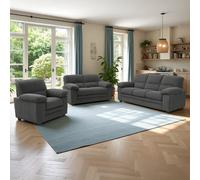 Lincoln canapé 3 places + 2 places + fauteuil en velours côtelé gris foncé