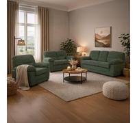 Lincoln canapé 3 places + 2 places + fauteuil en velours côtelé vert foncé