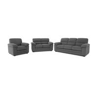 Concept Usine Ensemble canapé 3 places + 2 places + fauteuil Lincoln – velours côtelé gris foncé