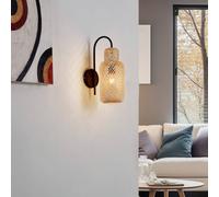 Lindby applique murale Venora, hauteur 43 cm, noir, bois, bambou Venora Lindby, dimmable, bois clair, Salon / Salle à manger, Bambou, Maison de campagne / Rustique