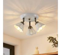 Lindby Efgenia spot pour plafond à trois lampes Lindby, dimmable, blanc, Salon / Salle à manger, Céramique, Maison de campagne / Rustique, Spot