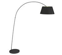 Lindby Lampadaire Esti (Moderne) en Noir Textile e. a. pour Salon & Salle à manger (1 lampe,à E27), arqué lampadaire arc lampe sur pied de salon éclairage