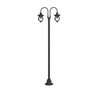Lindby Lampadaire extérieur Farley à intensité variable (Antique, Classic) en Noir Métal (à 2 lampes E27) Candélabre luminaire d’extérieur