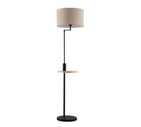 Lindby Lampadaire Tissu Zinia avec une connexion USB (Moderne) en Noir Métal e. a. pour Salon & Salle à manger (1 lampe,à E27), Sur Pied Lampe a de Sol