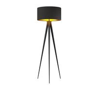 Lindby Lampadaire Trepied Benik (Moderne) en Noir Textile e. a. pour Salon & Salle à manger (1 lampe,à E27), Sur Pied Lampe a de Sol