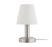 Lindby lampe à poser en nickel satiné, blanc, de chevet | lampe de table e14, moderne, en tissu, textile pour chambre à coucher, salon, séjour, couloir, salle à manger