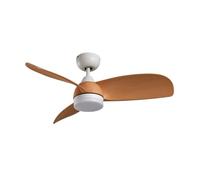 Ventilateur de plafond LED Lindby Enon, blanc/teinte bois, courant continu, Enon Lindby, dimmable, blanc, Salon / Salle à manger, Métal, Moderne