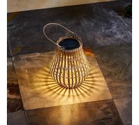 Lindby luminaire de terrasse LED solaire Amaria, bambou, Ø 18 cm Amaria Lindby, dimmable, bois clair, Bambou, Maison de campagne / Rustique