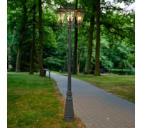 Lindby luminaire d'extérieur Edana, 212 cm, à 3 lampes, anthracite, E27, IP44 Edana, noir, Aluminium, Moderne