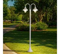 Lindby, luminaire d'extérieur Madea, blanc, à 2 lampes, 213 cm, E27, IP44 Madea dimmable, blanc, Aluminium, Moderne