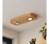Lindby Plafonnier LED Mikari, 30 cm, bois, orientable Mikari, bois clair, Salon / Salle à manger, Bois, Moderne, Plafonnier