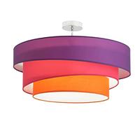 Lindby Plafonnier Tissu Melia à intensité variable (Moderne) en Violet/Rose Textile e. a. pour Salon & Salle manger (à 3 lampes, E27) Luminaire Lampe Plafond Eclerage