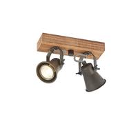 Lindby Projecteur halogène Grandesa à intensité variable (Antique, Classic) en Marron Bois e. a. pour Salon & Salle manger (à 2 lampes GU10) Plafonnier spot plafonnier lampe