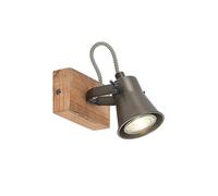 Lindby Projecteur halogène Grandesa à intensité variable (Antique, Classic) en Marron Bois e. a. pour Salon & Salle manger (1 lampe,à GU10) Plafonnier spot plafonnier lampe