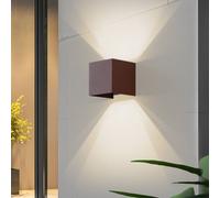 Lindby Smart Applique d'extérieur LED Dara rouille angulaire CCT RVB Tuya Lindby, dimmable, marron, Matière Plastique, Moderne