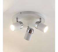 Lindby spot Kardo, rond, 3 lampes, blanc, métal, IP44 Kardo Lindby, dimmable, blanc, Salon / Salle à manger, Métal, Moderne, Spot