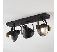 Lindby spot pour plafond Henega, 52 cm, noir, à 3 lampes Henega Lindby, dimmable, noir, Salon / Salle à manger, Métal, Industriel, Spot