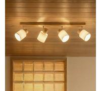 Lindby spot pour plafond Wanessa, 67cm, 4 lampes, bois, blanc, E14 Wanessa Lindby, dimmable, bois clair, Salon / Salle à manger, Bois, Moderne, Spot
