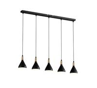 Lindby Suspension Arina à intensité variable (Moderne) en Noir Métal e. a. pour Salon & Salle manger (à 5 lampes, E14) Luminaire Lampe Plafond Plafonnier Suspendue
