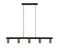 Lindby Suspension Baliko à intensité variable (Moderne) en Noir Métal e. a. pour Salon & Salle manger (à 5 lampes, GU10) Luminaire Lampe Plafond Plafonnier
