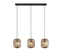 Lindby Suspension Canyana à intensité variable (Traditionnel) en Marron Bois e. a. pour Salon & Salle manger (à 3 lampes, E27), bois, suspension, lampe, plafonnier, plafonnier