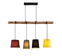 Lindby Suspension en Tissu Moskau à intensité variable (Moderne) Marron Bois e. a. pour Salon & Salle manger (à 4 lampes, E27) Luminaire Lampe plafond Plafonnier