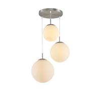 Lindby Suspension en verre Heleska à intensité variable (Moderne) Blanc Métal e. a. pour Salon & Salle manger (à 3 lampes, E27) Luminaire Lampe plafond Plafonnier