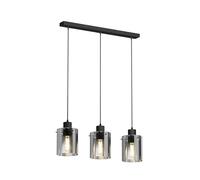 Lindby Suspension en verre Kourtney à intensité variable (Moderne) Noir e. a. pour Salon & Salle manger (à 3 lampes, E27) Luminaire Lampe plafond Plafonnier