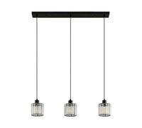 Lindby Suspension en verre Vella à intensité variable (Moderne) Noir Métal e. a. pour Salon & Salle manger (à 3 lampes, E27) Luminaire Lampe plafond Plafonnier