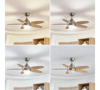 Lindby Ventilateur de plafond LED Klasika, DC, silencieux, 106 cm, CCT Klasika, blanc, Salon / Salle à manger, Métal
