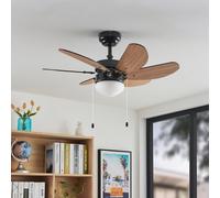 Lindby ventilateur de plafond Minja, noir, silencieux, 78 cm, E14 Minja, noir, Salon / Salle à manger, Métal, Moderne