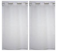 Linder 0169 /11/475RI Paire de Vitrages Droits Kaolin cru Rivets 70 x 120 cm, Blanc