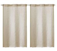 Linder 0169 /29/475RI Paire de Vitrages Droits Kaolin Beige Naturel Rivets 70 x 120 cm