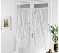 Linder 0390 /10/501 Paire de Bonne Femme Polyester Lin Blanc Passe Tringle 95 x 150 cm