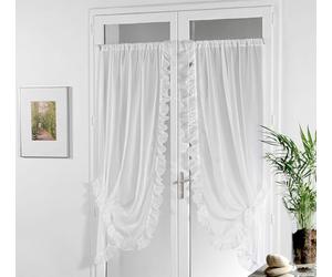Linder 0390 /10/501 Paire de Bonne Femme Polyester Lin Blanc Passe Tringle 95 x 150 cm