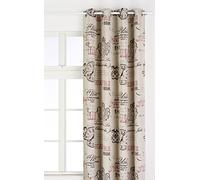 LINDER 0551/18/49797/375FR Rideau Occultant Imprimé l'Usine Beige Rouge Oeillets 145 x 260 cm