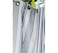Linder 513/BG/375FR/145 Rideau Imitation Toile de Matelas à Œillet Polyester/Coton Blanc/Gris 145 x 265 cm