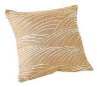 LINDER - Coussin Garni - Tissu tissé et Teint en France - Style Nature - Finition Passepoil - Déhoussable - Coloris Miel - Dimensions 45x45cm - Collection Chablis