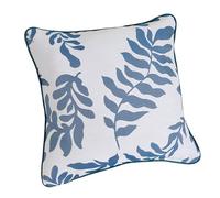 LINDER - Coussin Garni Tissu Upcyclé/Recyclé - Tissu tissé et Teint en France - Style Nature - Finition Passepoil - Déhoussable - Coloris Bleu Matisse - Dimensions 45x45cm - Collection Amélie