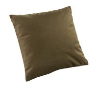LINDER Coussin Plein uni Effet velouré Tissu Thermique doublé - Style Peau de pêche - Coloris Vert Olive - Finition zippée sans Passepoil - 100% Polyester - Collection Baltic