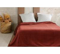 Linder Couvre lit Velours gaufré - 240x260cm - Terre Cuite