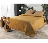 LINDER Dessus de lit Pompon - 180x240cm - Moutarde