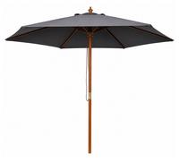 Linder Exclusiv Parasol de jardin avec structure en bois 300 cm Gris foncé