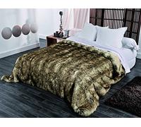 Linder Home Maison 5011 Plaid/Jeté de Lit Polyester Marron 230,0 x 250,0 x 10 cm
