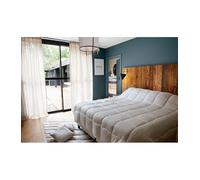 LINDER - Jeté de lit Aspect Naturel et froissé comme du Gaze de Coton pour Un Look Frais et Doux - Coloris Ecru - 100% Polyester - Dimensions 150x150cm - Collection Sirocco